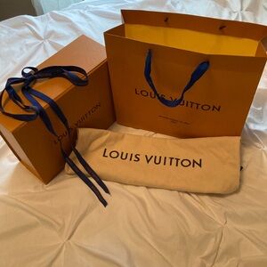 Louis Vuitton box, dust bag, gift bag and ribbon